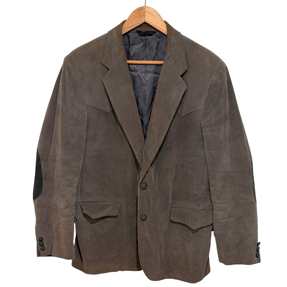 Sheplers Vintage Western Grey Corduroy Blazer Sport Coat Elbow Patches 42R